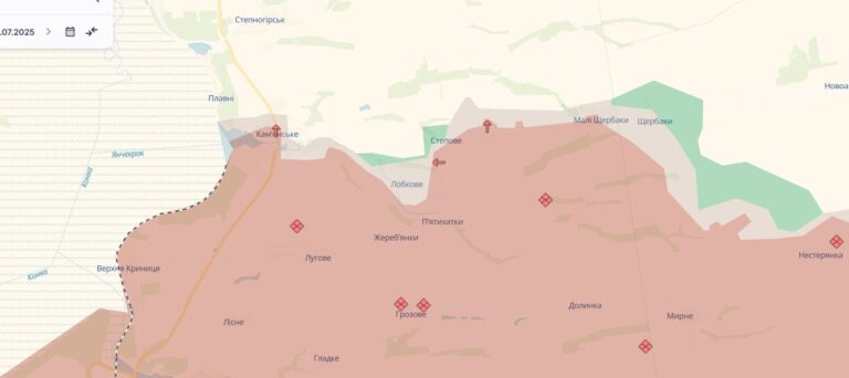 Мапа DeepState показує просування РФ на території Запорізької та Донецької областей. Втрати ворога на 2 липня