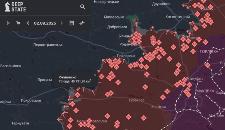 DeepState показує просування РФ в трьох селах, та успіхи ЗСУ в Товстому. Втрати ворога на 3 вересня
