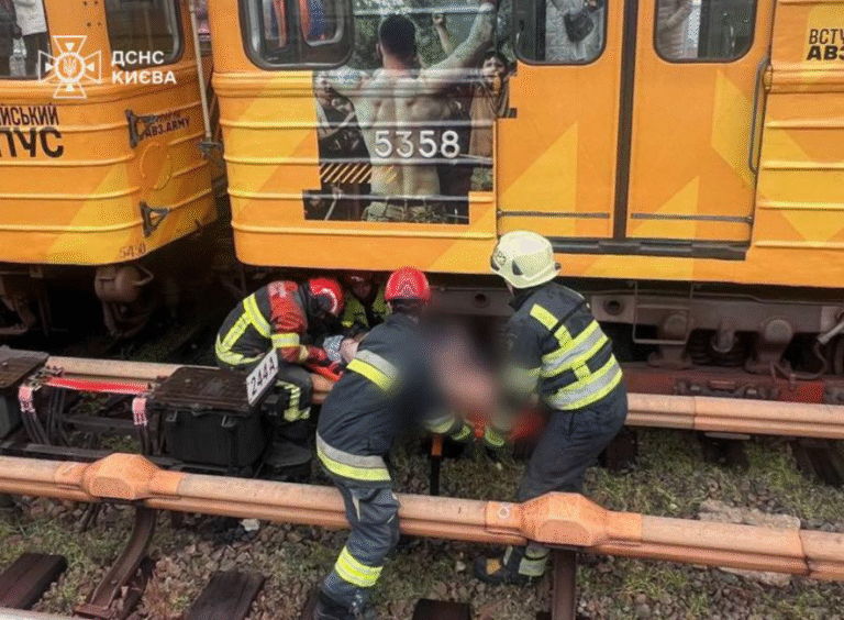 ЧП у київському метро: рятувальники витягли пасажира з-під потяга – фото на місці події