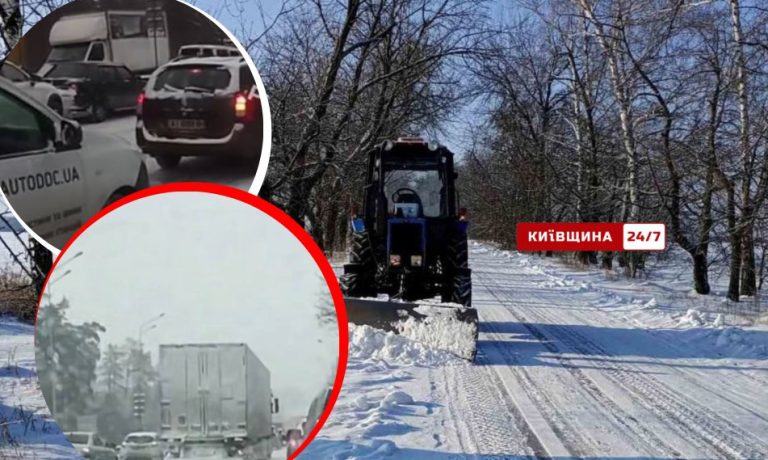 Сніг ускладнив під’їзди до Києва — автівки рухаються близько 40 км/год