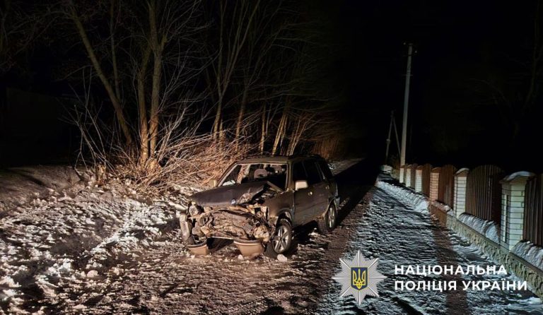 На Київщині Honda з’їхала з проїжджої частини й вдарилася в дерево — водія та пасажирку госпіталізовано