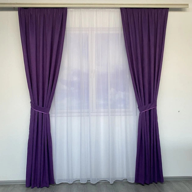 Стильные современные однотонные Фиолетовые шторы микровелюр