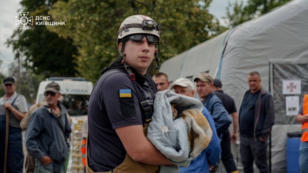 Рятувальники витягують рудого котика з-під завалів