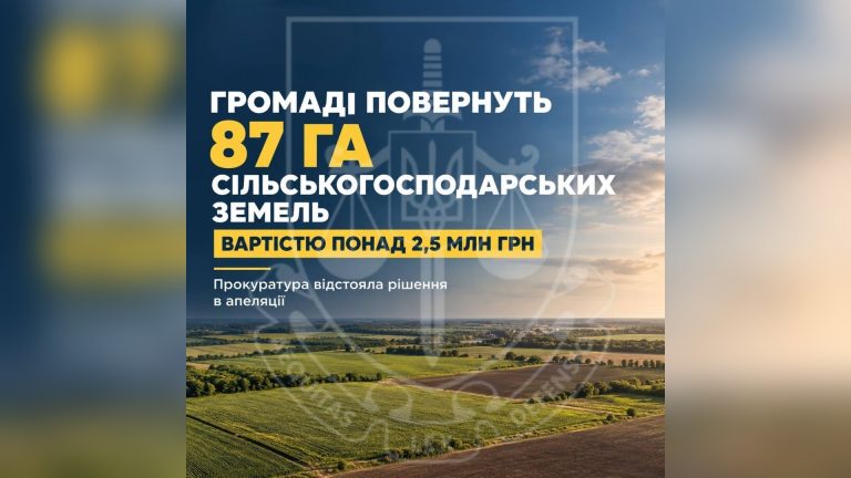 Апеляційний суд відновив у власності Яготинської громади 87 га землі на