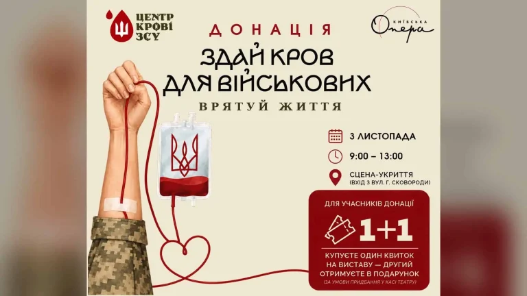 Збір крові для підтримки військових у Київській опері 3 листопада